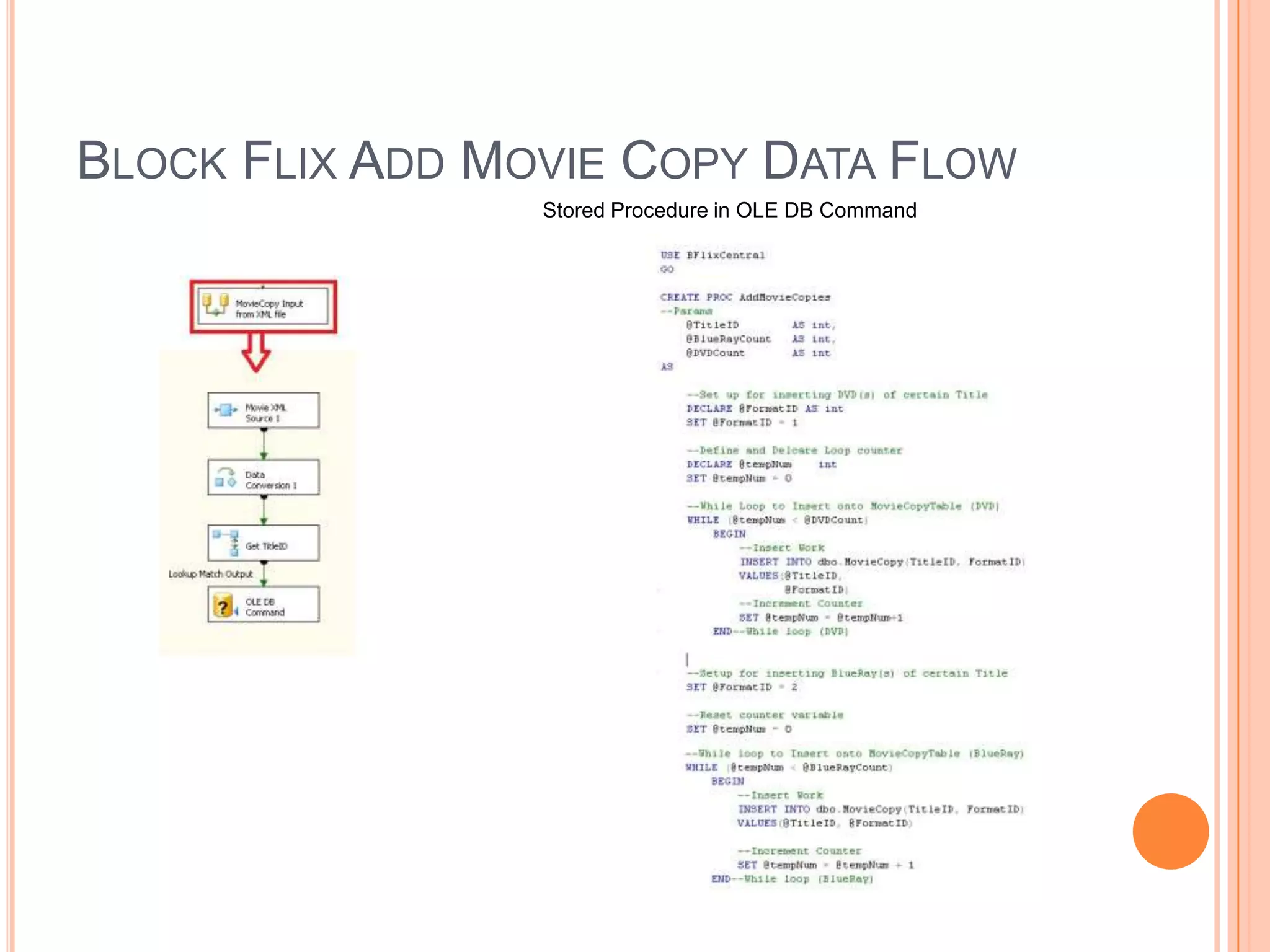 Block Flix Add Movie Copy Data FlowStored Procedure in OLE DB Command