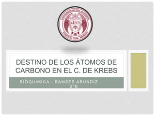DESTINO DE LOS ÁTOMOS DE 
CARBONO EN EL C. DE KREBS 
BIOQUÍMICA - RAMSÉS ABUNDI Z 
2 °E 
 