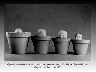 “ Quando encontrares uma pedra em seu caminho, não chute, faça dela um degrau e suba na vida!” 