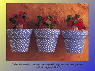 " Viva de maneira que sua presença não seja notada, mas que sua ausência seja sentida." 