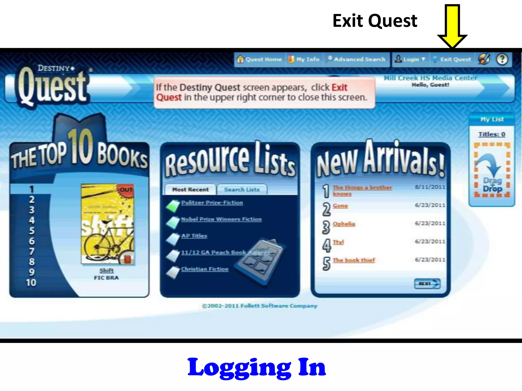 Exit Quest
Logging In
 