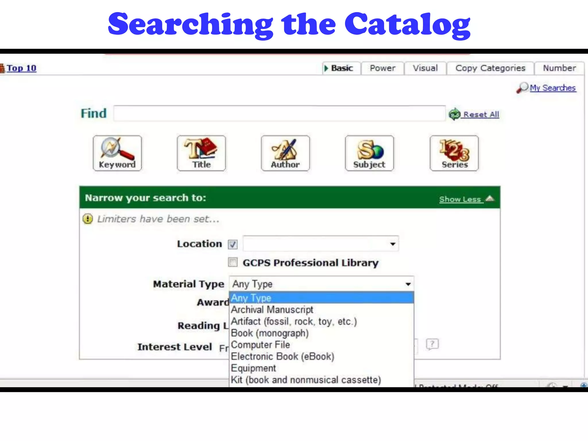 Searching the Catalog
 
