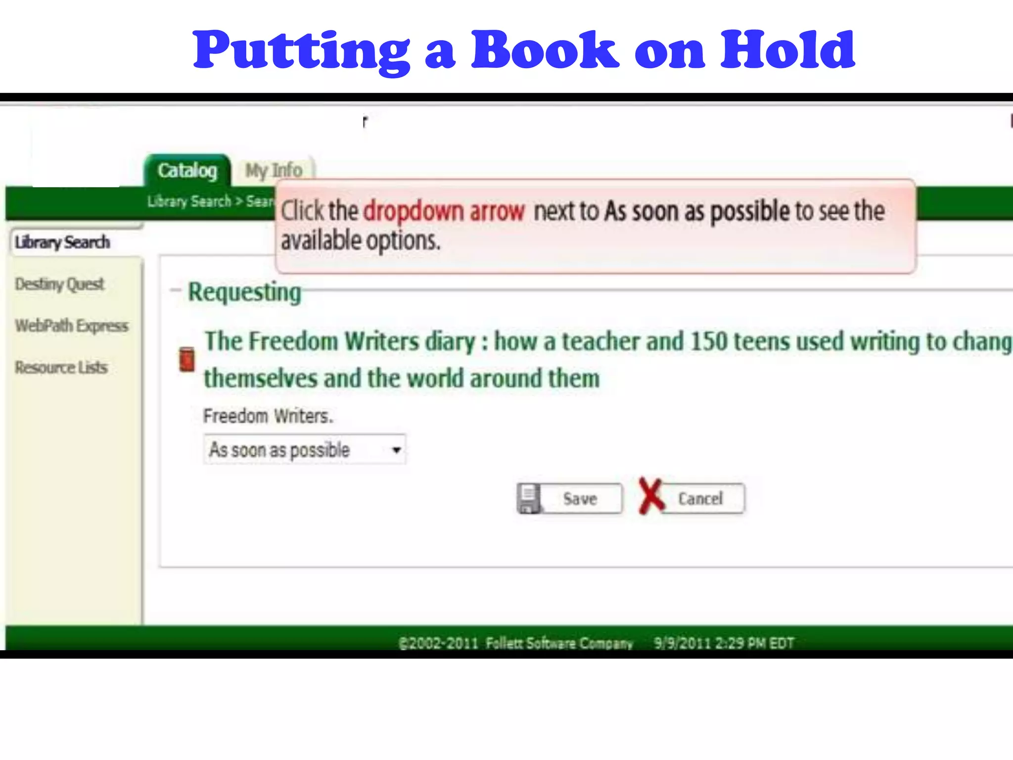 Putting a Book on Hold
 