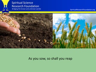 Spiritual Science
Research Foundation
Bridging the known and unknown worlds           SpiritualResearchFoundation.org




...