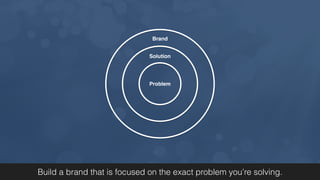 Problem
Solution
Brand
Build a brand that is focused on the exact problem you’re solving.
 