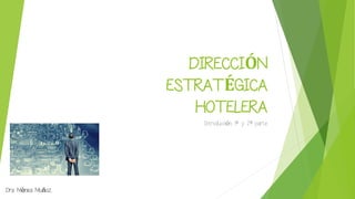 DIRECCIÓN
ESTRATÉGICA
HOTELERA
Introducción, 1ª y 2ª parte
Dra. Mònica Muñoz
 