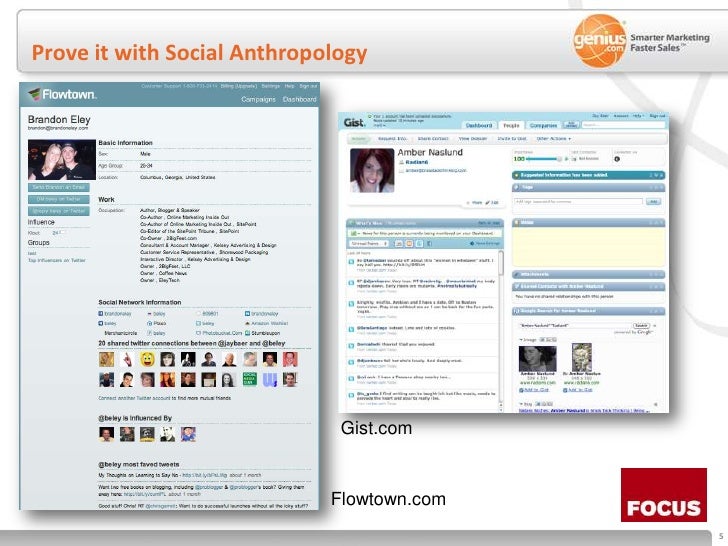 Prove it with Social Anthropology<br />Gist.com<br />Flowtown.com<br />