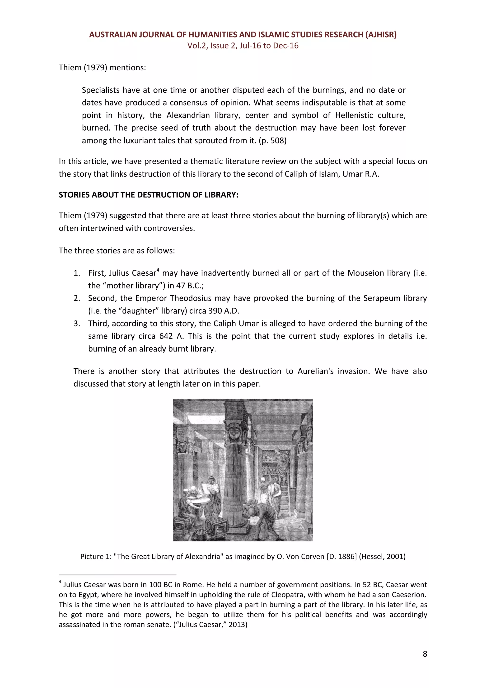 Who Burnt the Grand Library of Alexandria || Research Paper | PDF