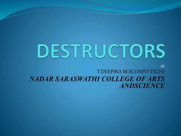Destructors | PPT