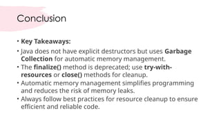DESTRUCTORS in Java for a lecture to understand | PPTX