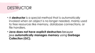 DESTRUCTORS in Java for a lecture to understand | PPTX