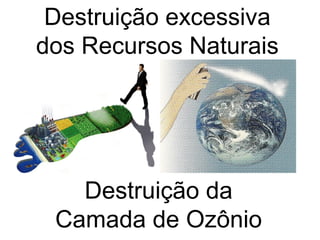 Destruição excessiva 
dos Recursos Naturais 
Destruição da 
Camada de Ozônio 
 