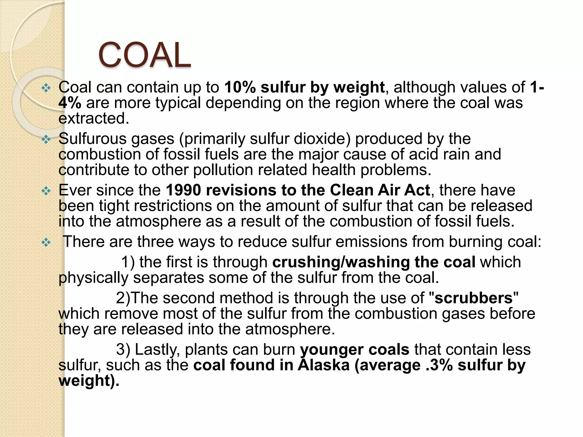 Desulfurisation of coal and oil | PPTX
