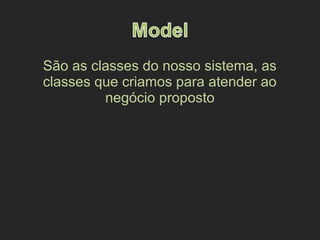 São as classes do nosso sistema, as
classes que criamos para atender ao
negócio proposto
 