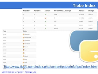 Tiobe Index
Desvendando o Python • Rodrigo Lira
http://www.tiobe.com/index.php/content/paperinfo/tpci/index.html
 