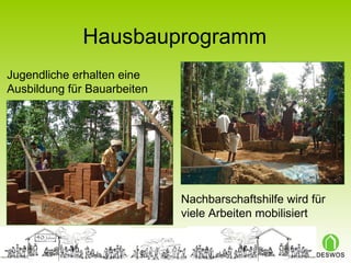 Hausbauprogramm Nachbarschaftshilfe wird für viele Arbeiten mobilisiert Jugendliche erhalten eine Ausbildung für Bauarbeiten 