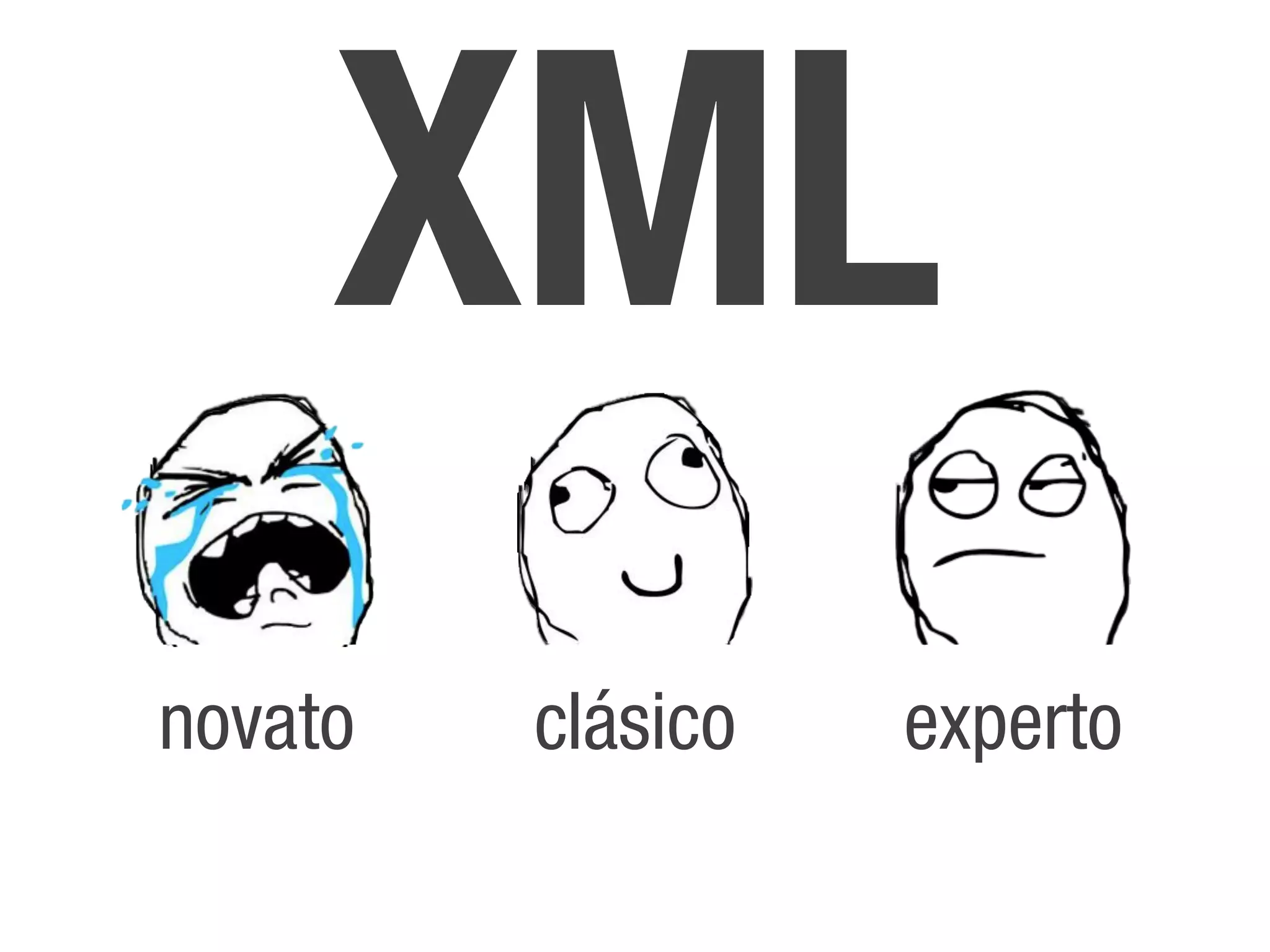 YAML
   XML
novato   clásico   experto
 