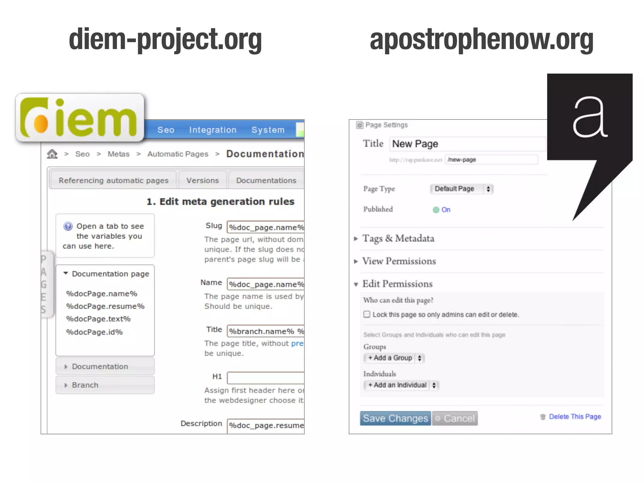 diem-project.org   apostrophenow.org
 