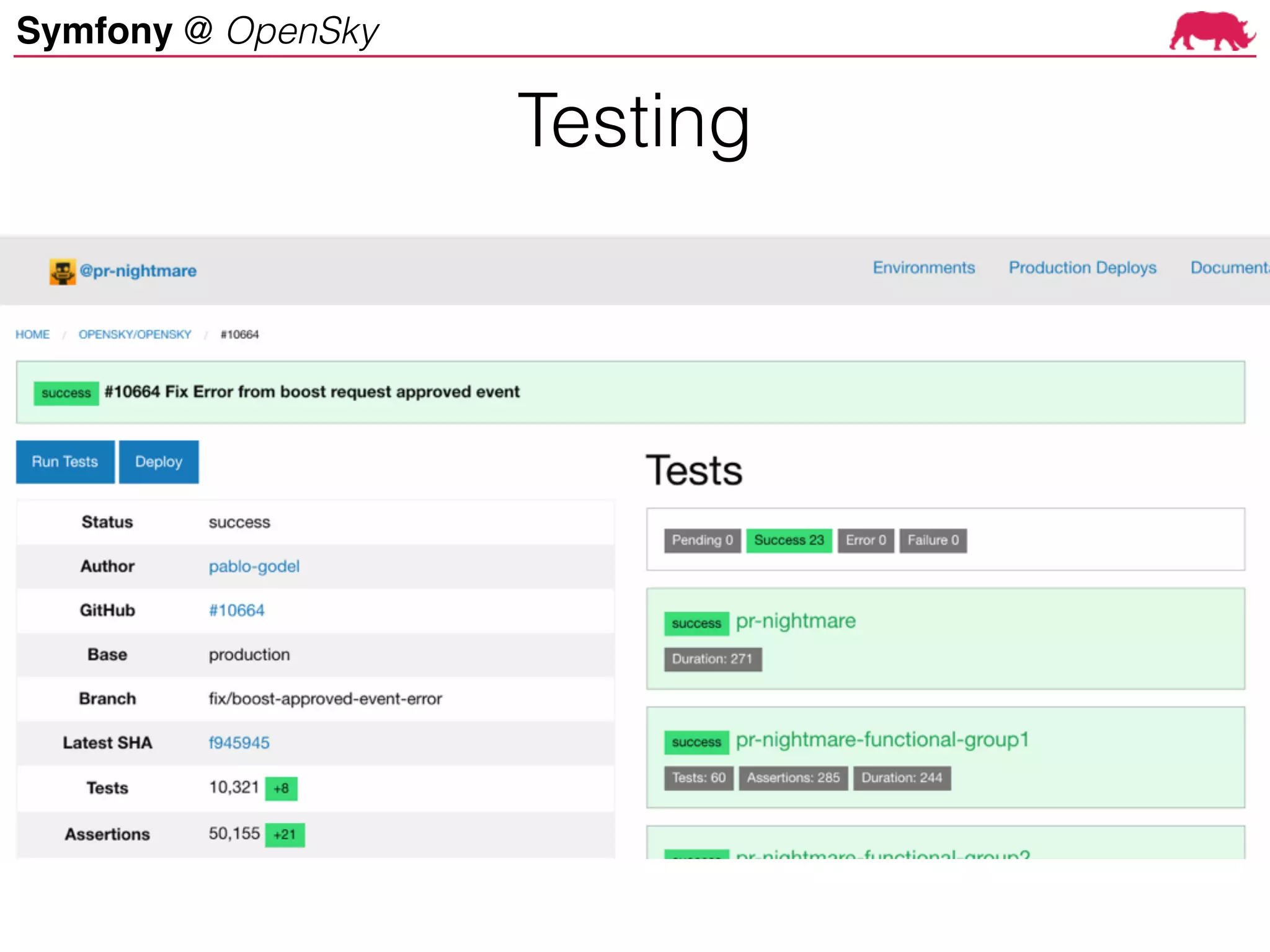 Symfony @ OpenSky
Testing