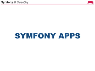 Symfony @ OpenSky
SYMFONY APPS
 