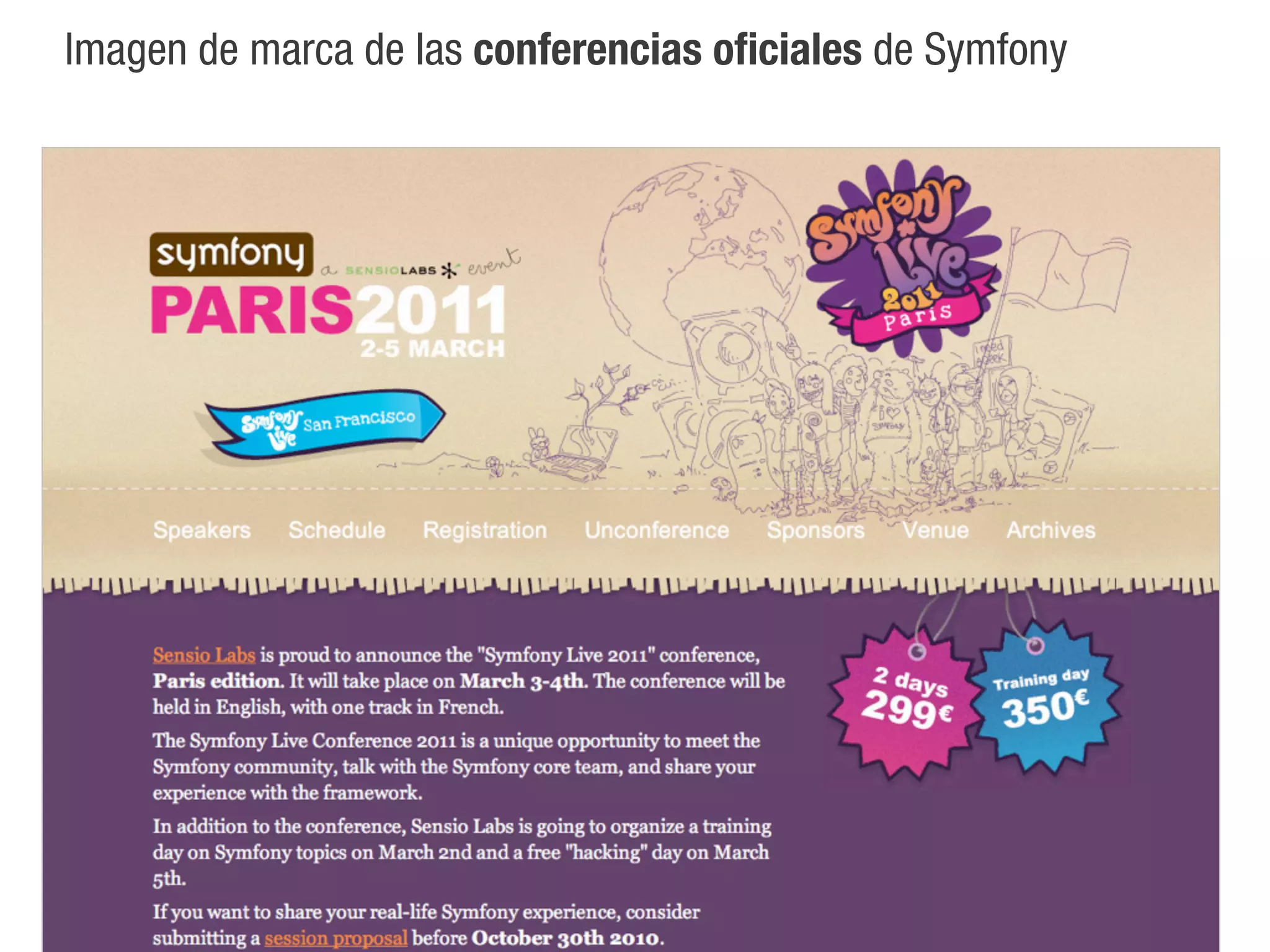 Imagen de marca de las conferencias oficiales de Symfony
 