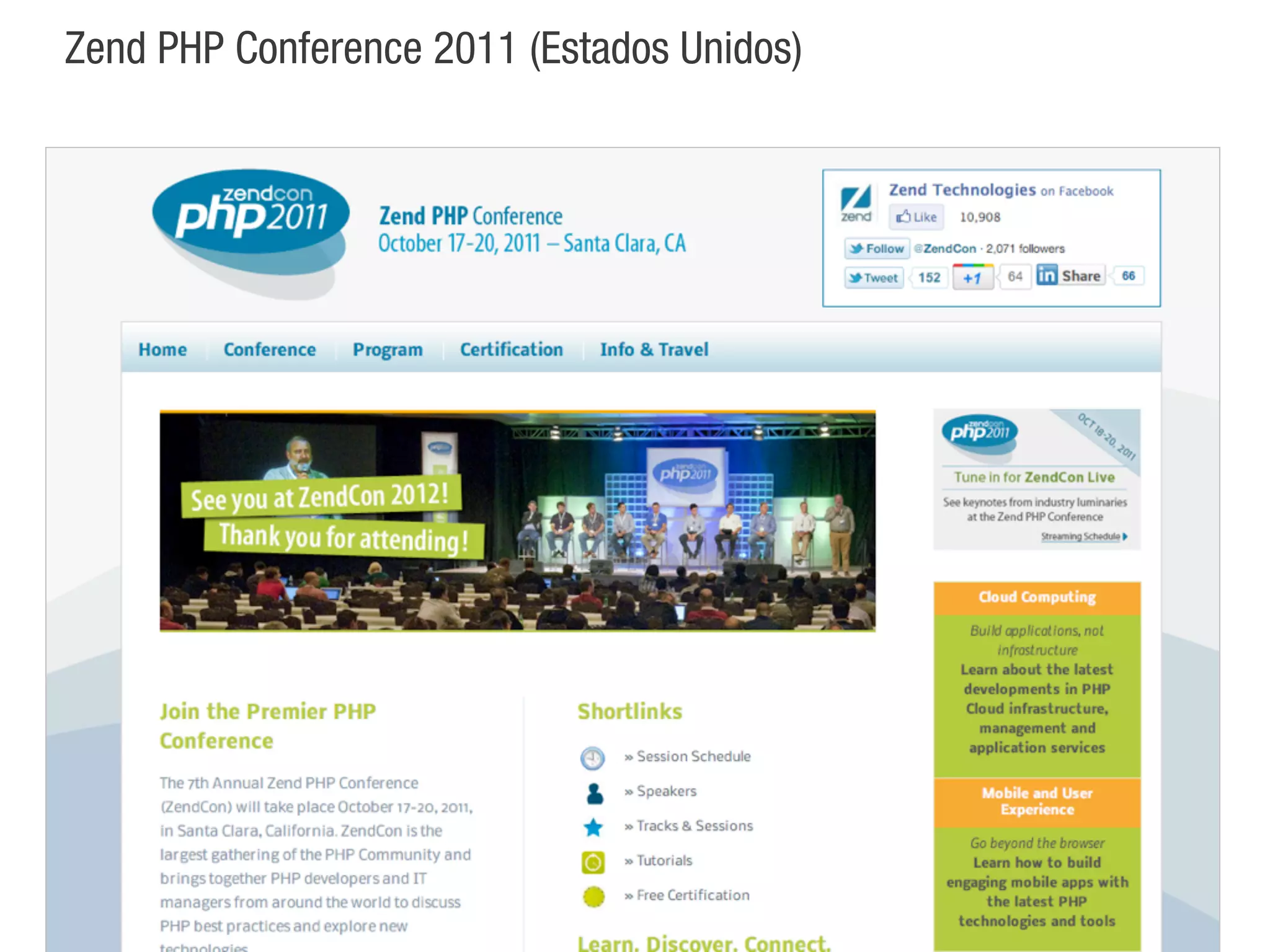 Zend PHP Conference 2011 (Estados Unidos)
 