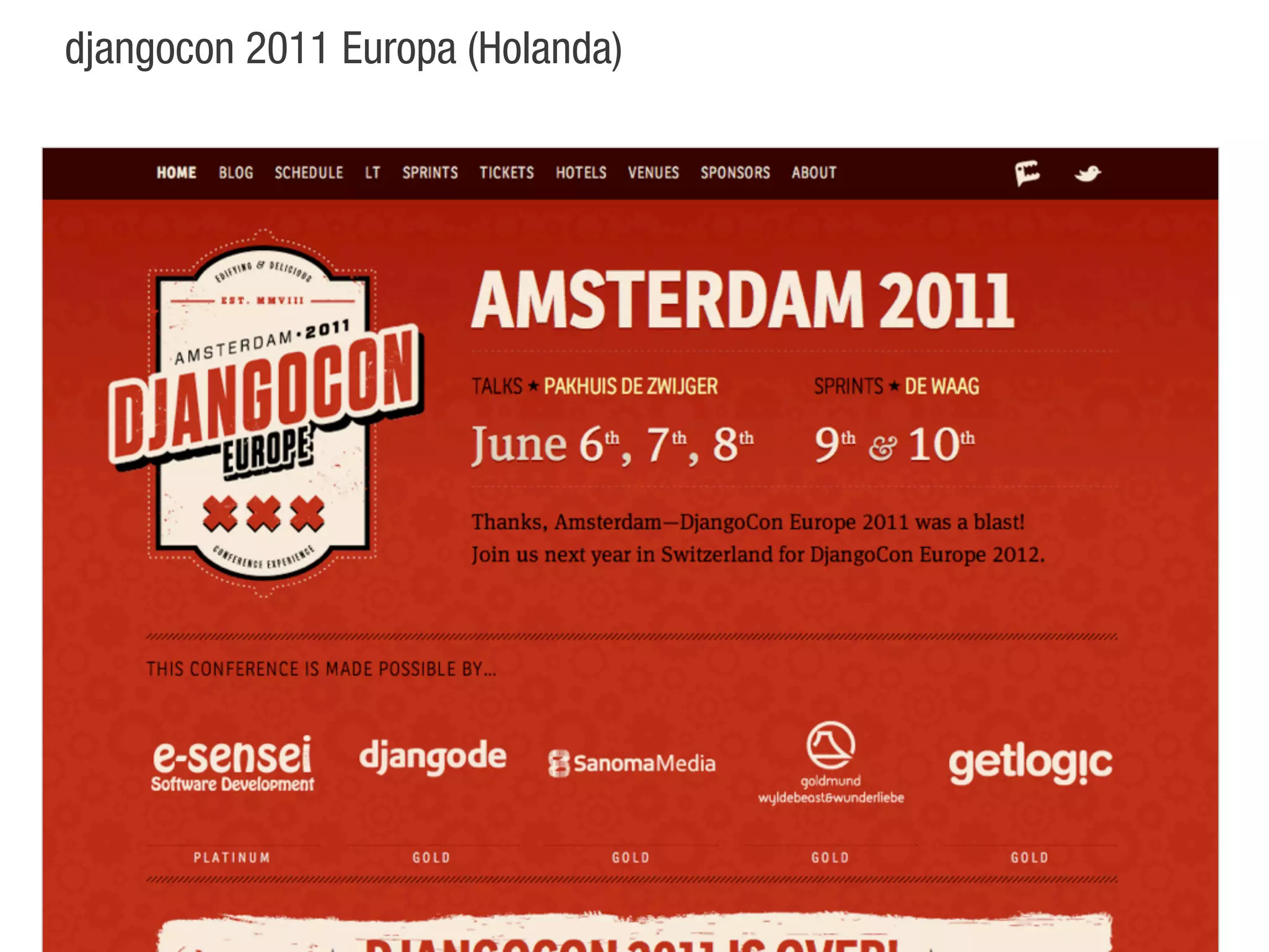 djangocon 2011 Europa (Holanda)
 