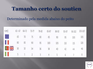 Determinado pela medida abaixo do peito
 