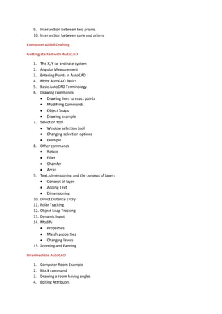 Detail of Subjects of First Year Engineering | PDF