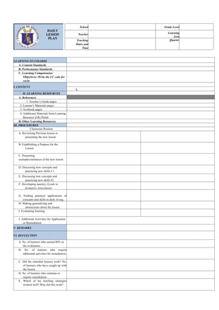 Learning Competency In Lesson Plan DETAILED-LESSON-PLAN ALIGNED TO THE DEPED ORDER | PPT