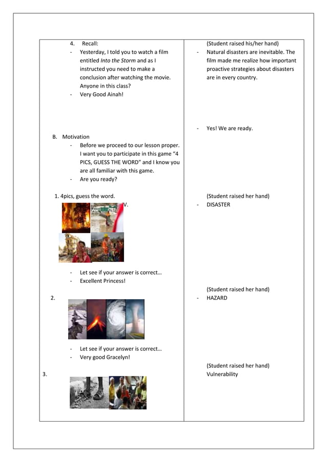 Detailed Lesson Plan In Grade 11 Disaster Readiness And Risk Reduction Docx