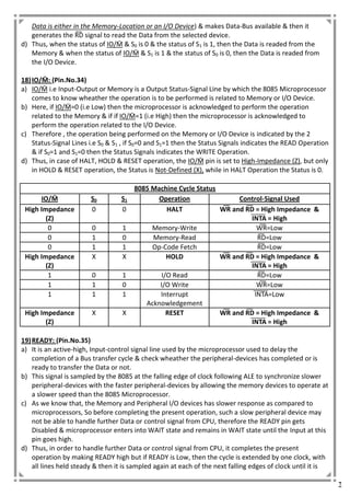 Detailed Explanation of Pin Description of 8085 microprocessor | PDF