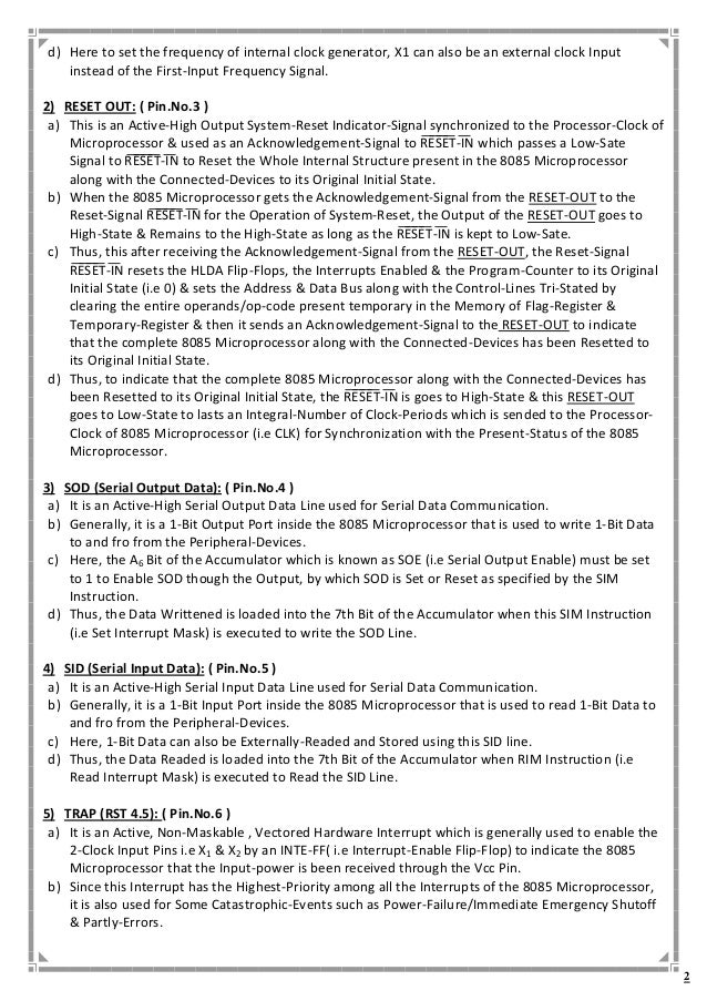 Detailed Explanation of Pin Description of 8085 microprocessor