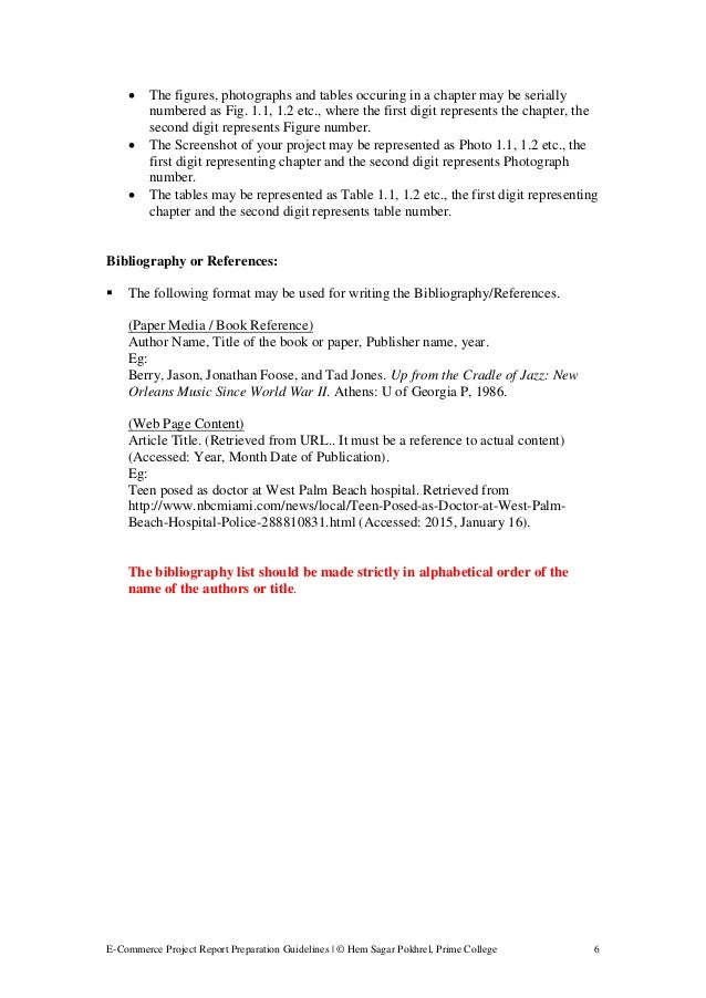 Detailed format for Ecommerce project report BBA