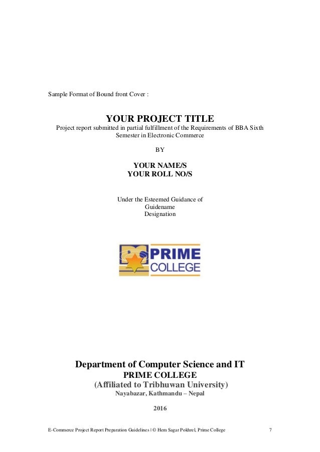 Detailed format for Ecommerce project report BBA