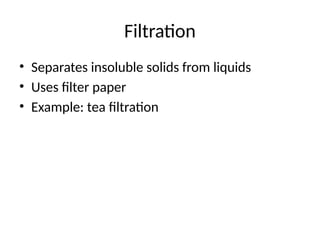 Filtration Tea Example Comprehensive Grade 9 Chemistry: Exploring Mixtures and Their ...