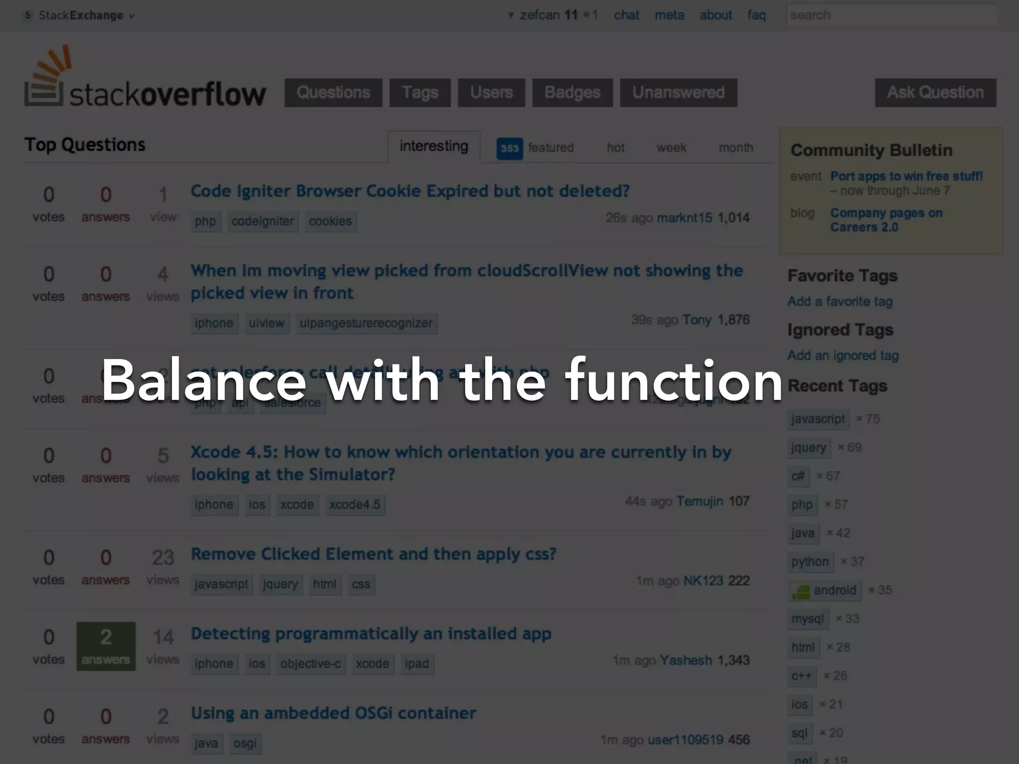 Balance with the function
 