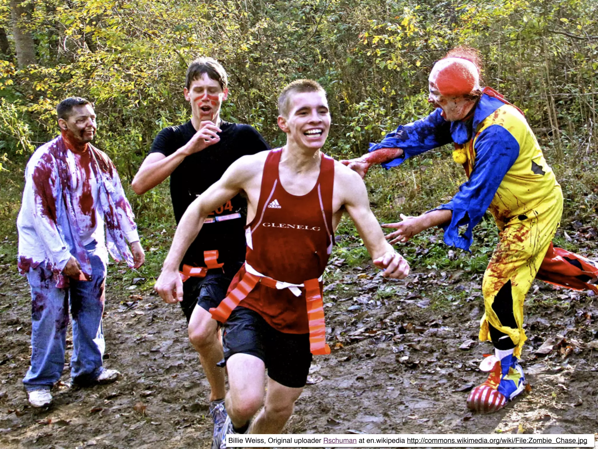 Billie Weiss, Original uploader Rschuman at en.wikipedia http://commons.wikimedia.org/wiki/File:Zombie_Chase.jpg
 