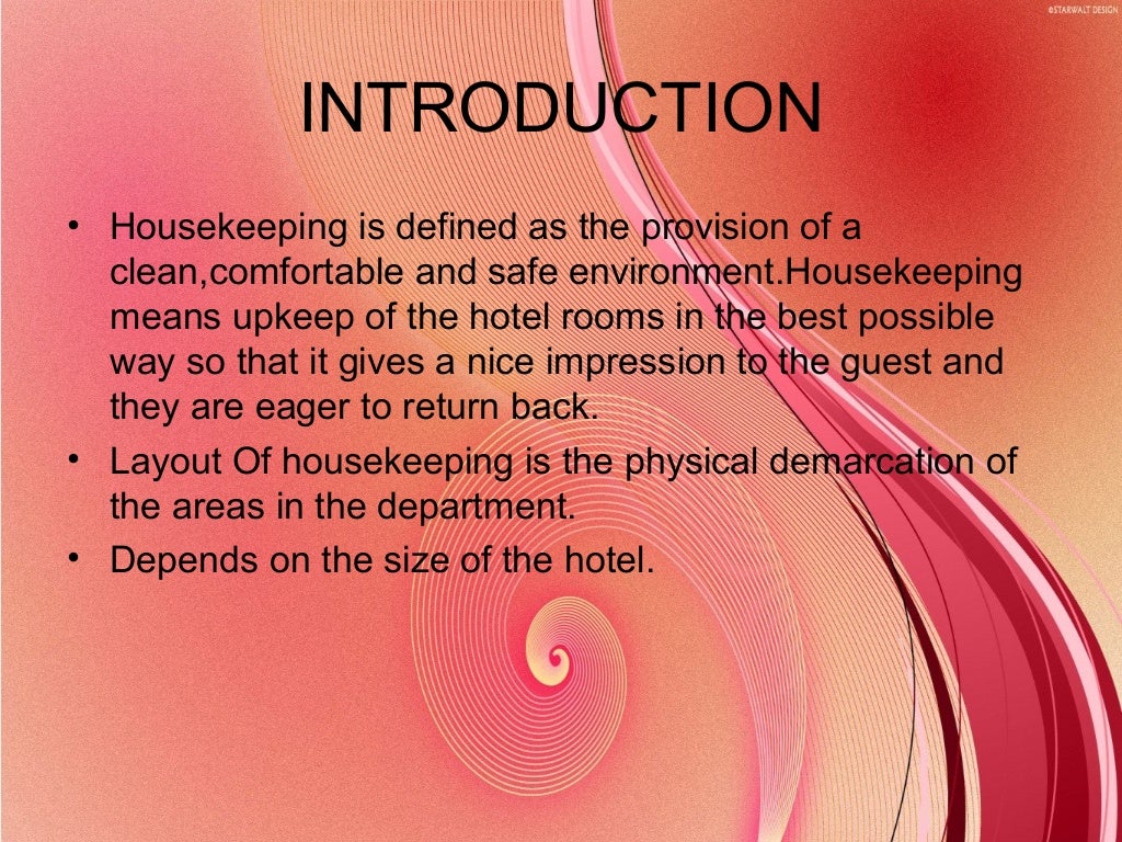 Detailed layout of housekeeping department