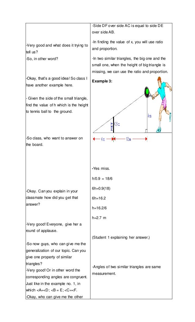 Detailed lesson plan of Similar Triangles in Inductive Method