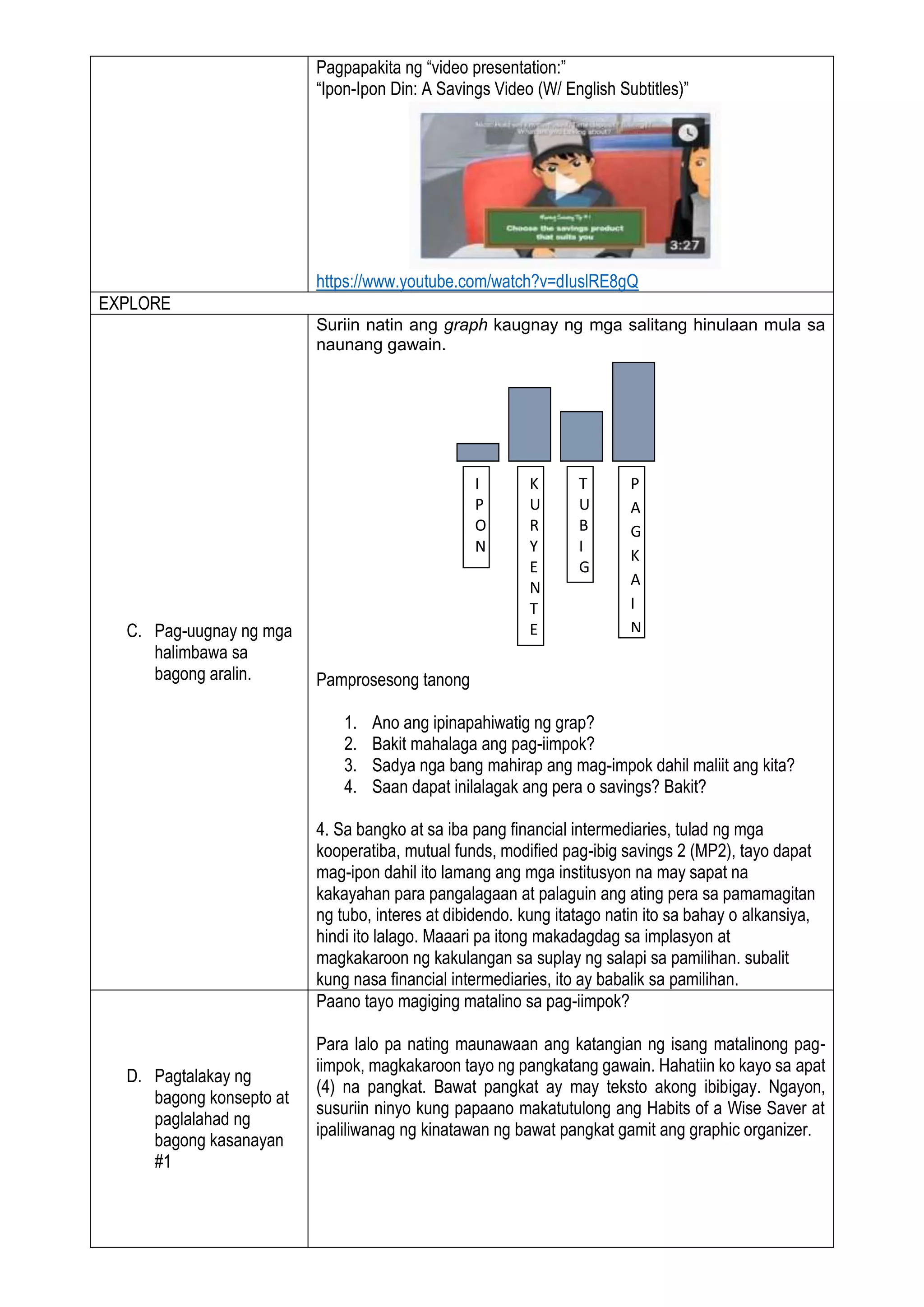 Detailed Lesson Plan - DLP - Araling Panlipunan 9 - Pag-iimpok at ...