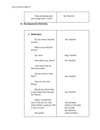 sample detailed lesson plan in english grade 1