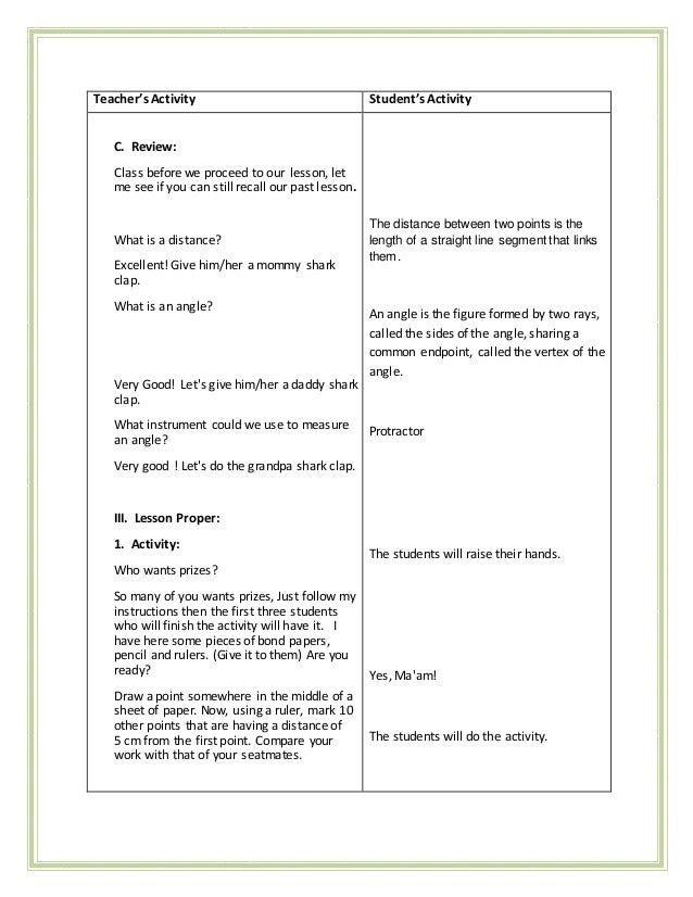 Detailed lesson plan in mathematics 7 (circles)