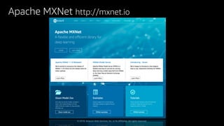 © 2018, Amazon Web Services, Inc. or Its Affiliates. All rights reserved.
Apache MXNet http://mxnet.io
 