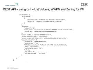 © 2016 IBM Corporation
REST API – using curl – List Volume, WWPN and Zoning for VM
 