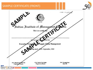 SAMPLE CERTIFICATE (FRONT)
 