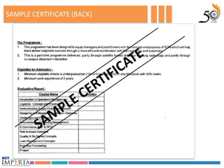 SAMPLE CERTIFICATE (BACK)
 