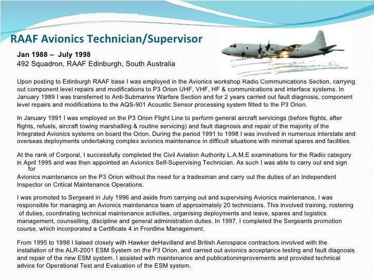 avionics technician resume