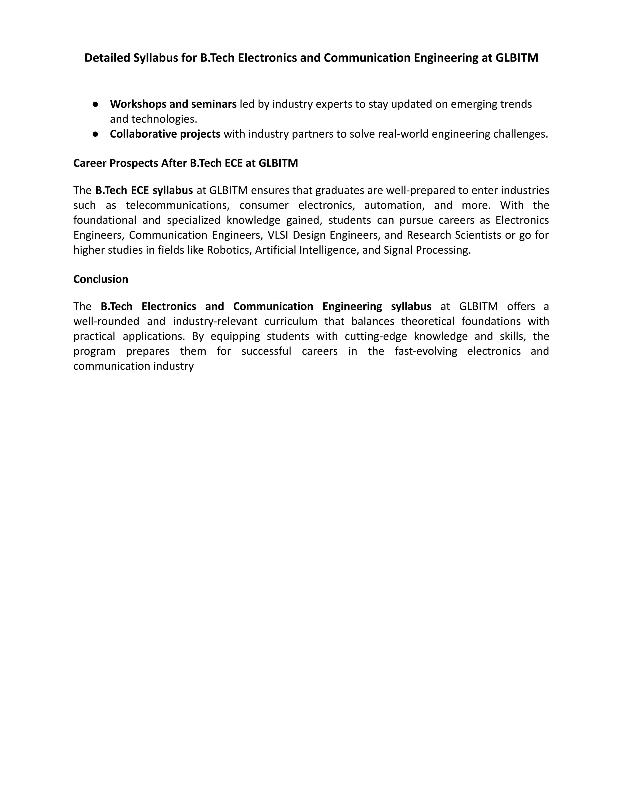 Detailed Syllabus for B.Tech Electronics and Communication Engineering ...