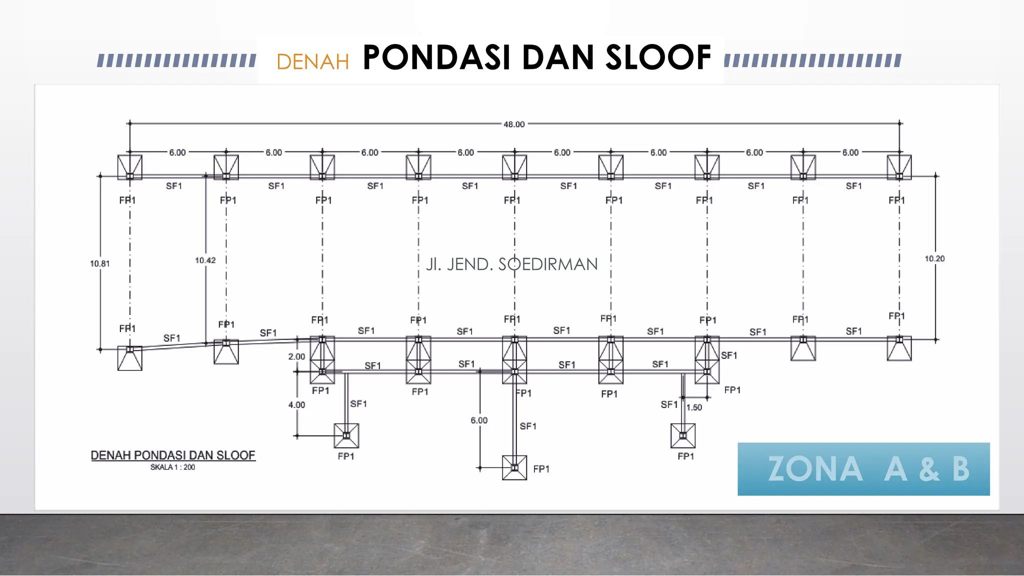 DENAH PONDASI DAN SLOOF
ZONA A & B
Jl. JEND. SOEDIRMAN
 